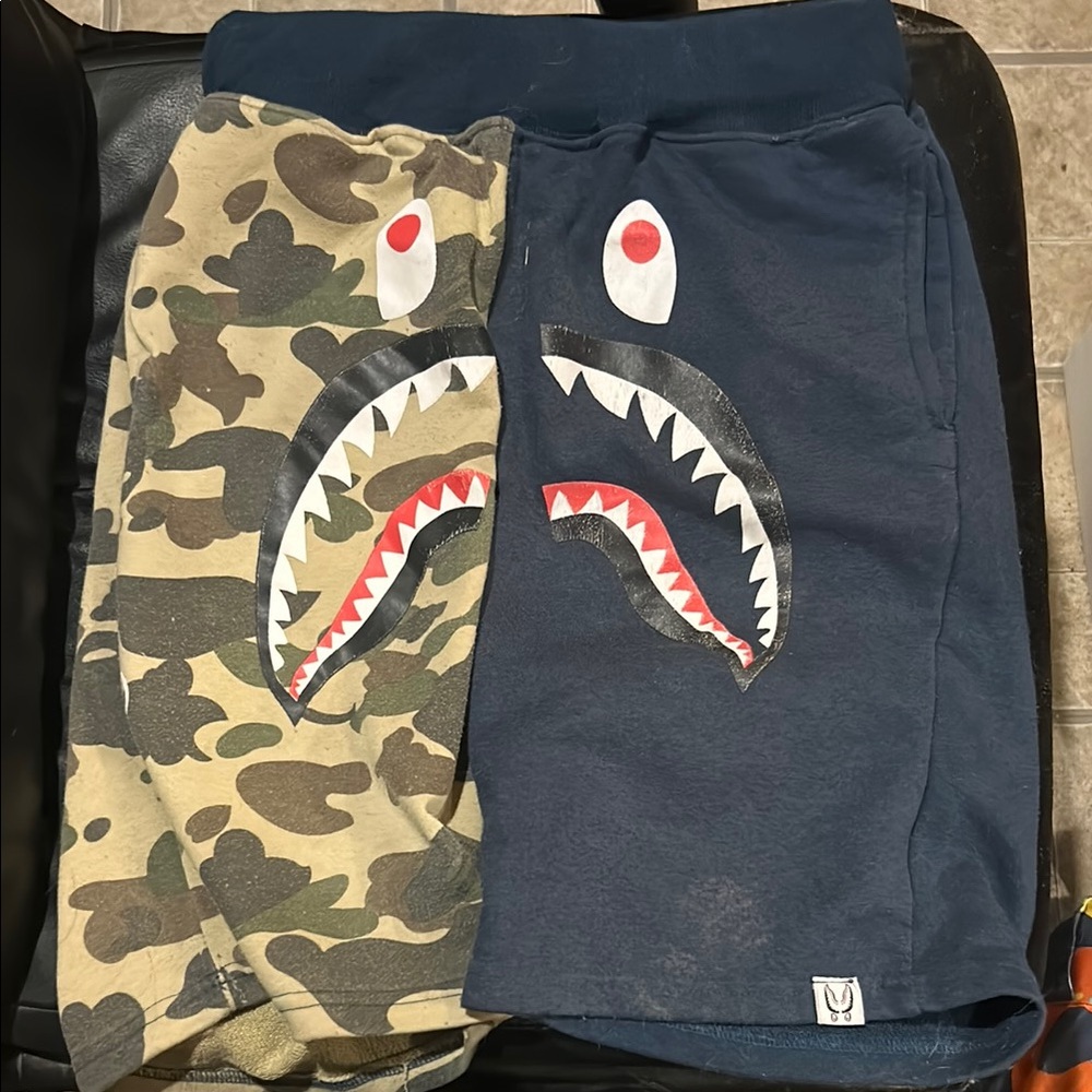 AABAPETM camo and navy blue shorts